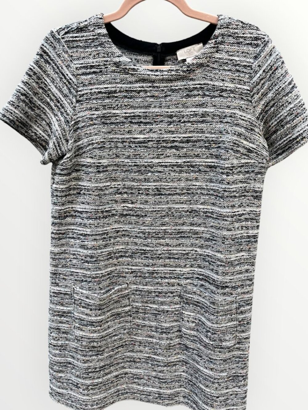 LOFT Outlet Women's Medium Petite (MP) Multi-Color Short Sleeve Shift Dress
